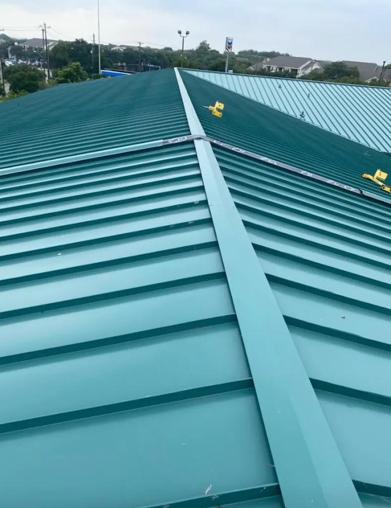 Green commercial metal roof ridge and valley for Metal Roof Repair in Chartiers